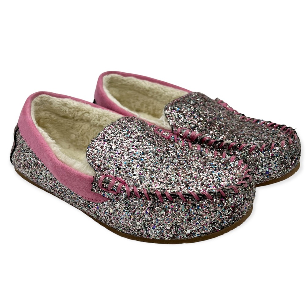 Lands’ End Glitter Moccasin Slippers